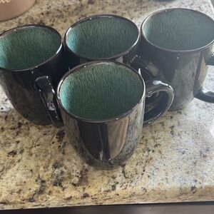 Threshold Black and Green Ceramic Mug Set